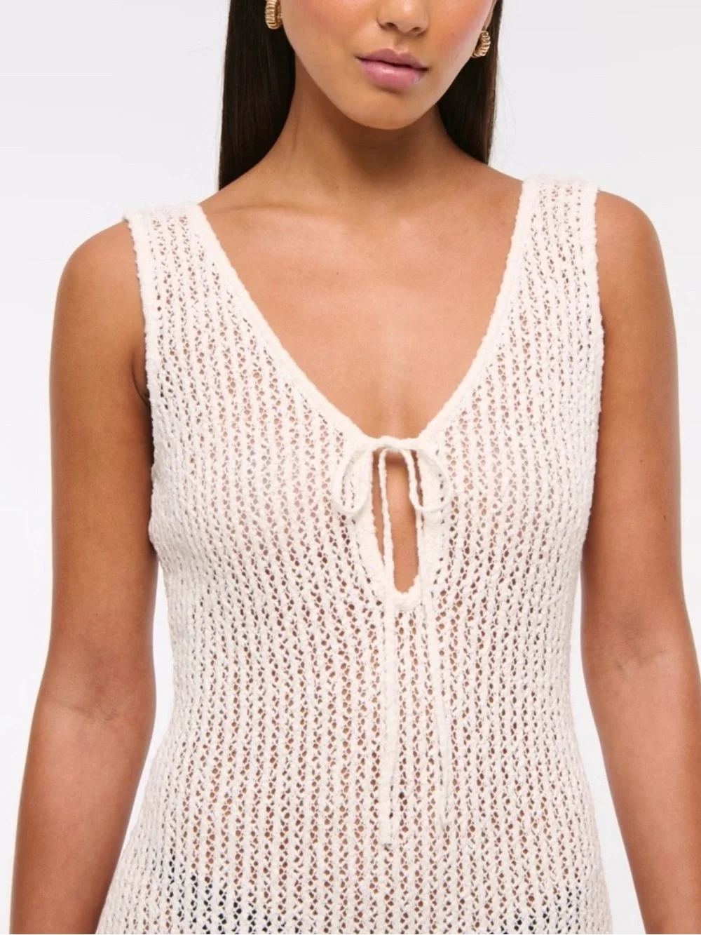 Abercrombie & Fitch knit tie crochet cover up dress